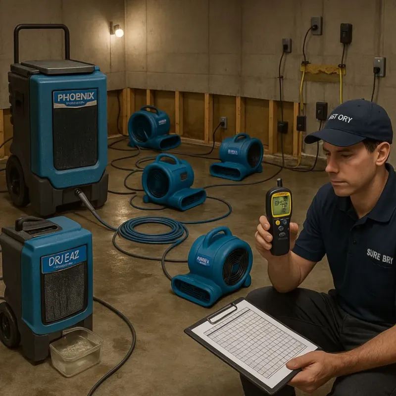 Structural Drying and Dehumidification process in South Padre Island, TX